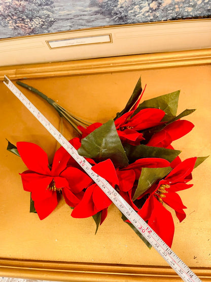 Red Artificial Poinsettia Flower Bouquet 14"
