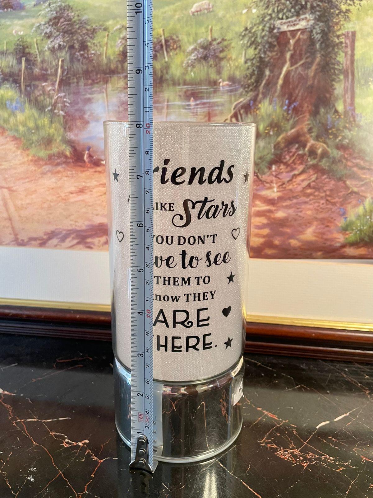 Decorative LED Glass Lamp – “Friends Are Like Stars” Quote