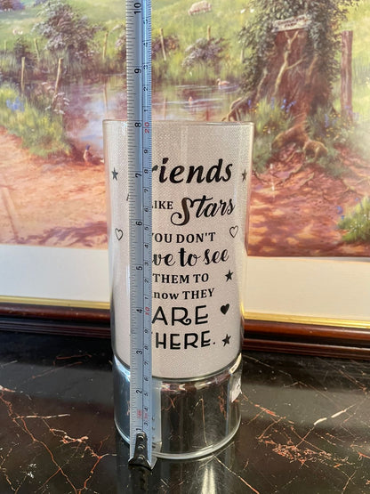Decorative LED Glass Lamp – “Friends Are Like Stars” Quote