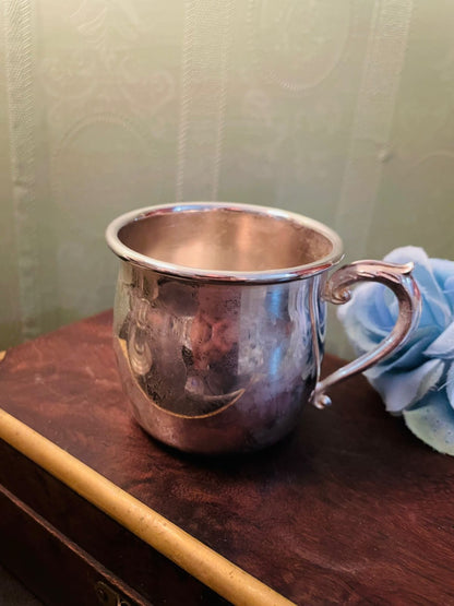 Vintage Silver Tone Mug with Ornate Handle 3 Inch