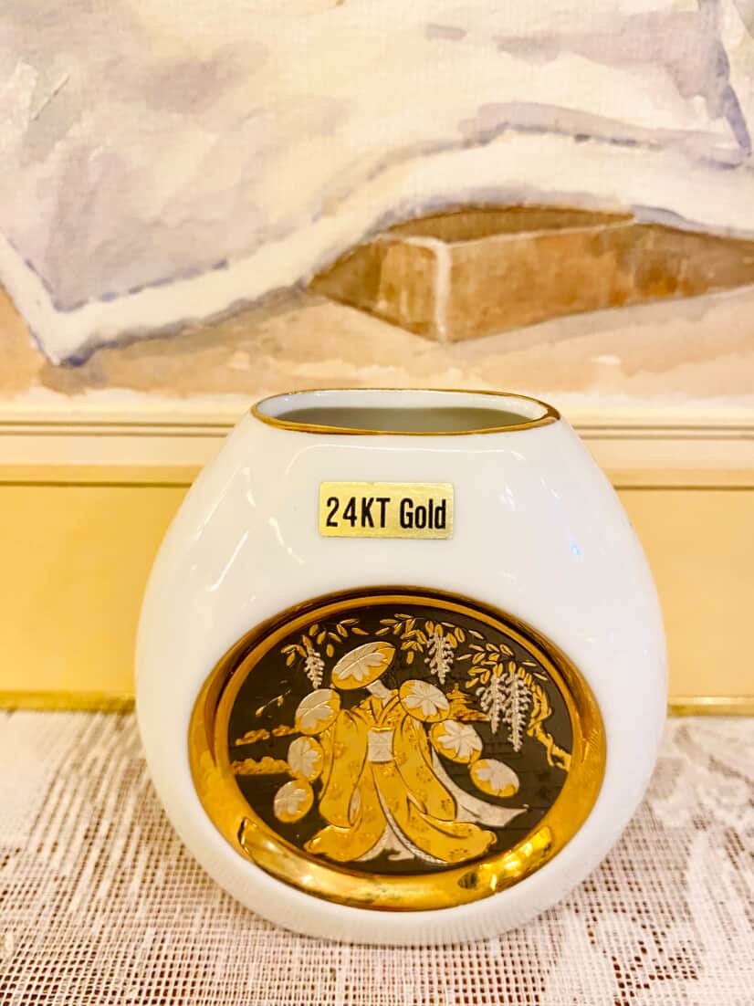 24KT Gold Accent Vintage Porcelain Vase