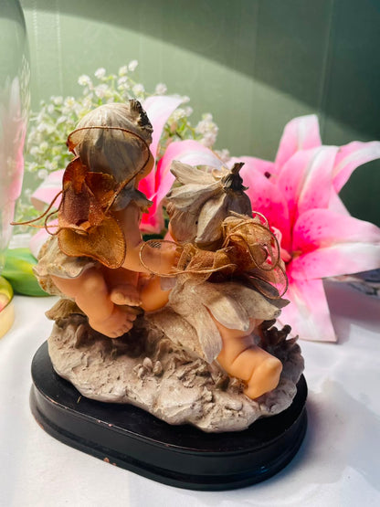 Decorative Two Fairy Children Figurine with Wings Approx. 14 cm