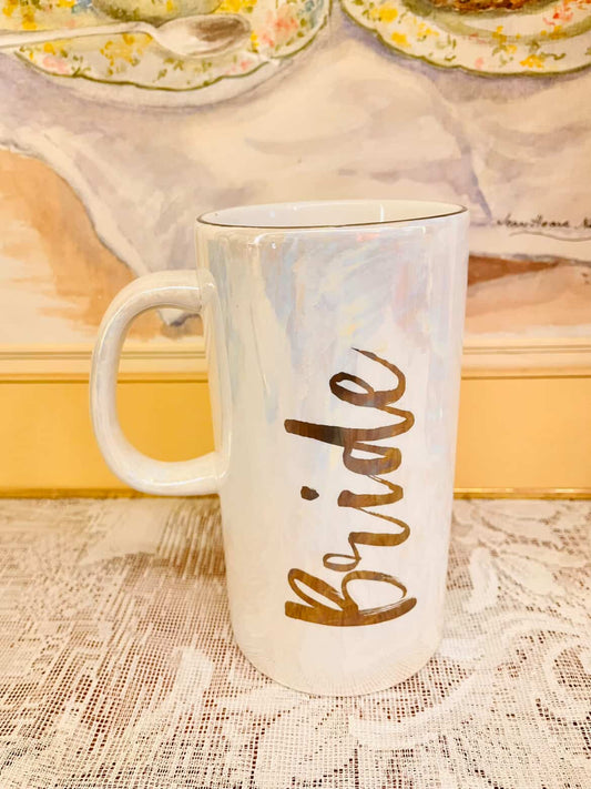 Pure Gold Script Mug – Tall Porcelain Coffee Cup