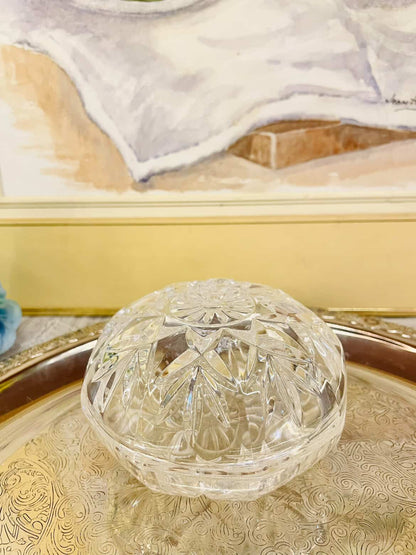 Vintage Starburst Cut Glass Bowl with lid – Crystal Style