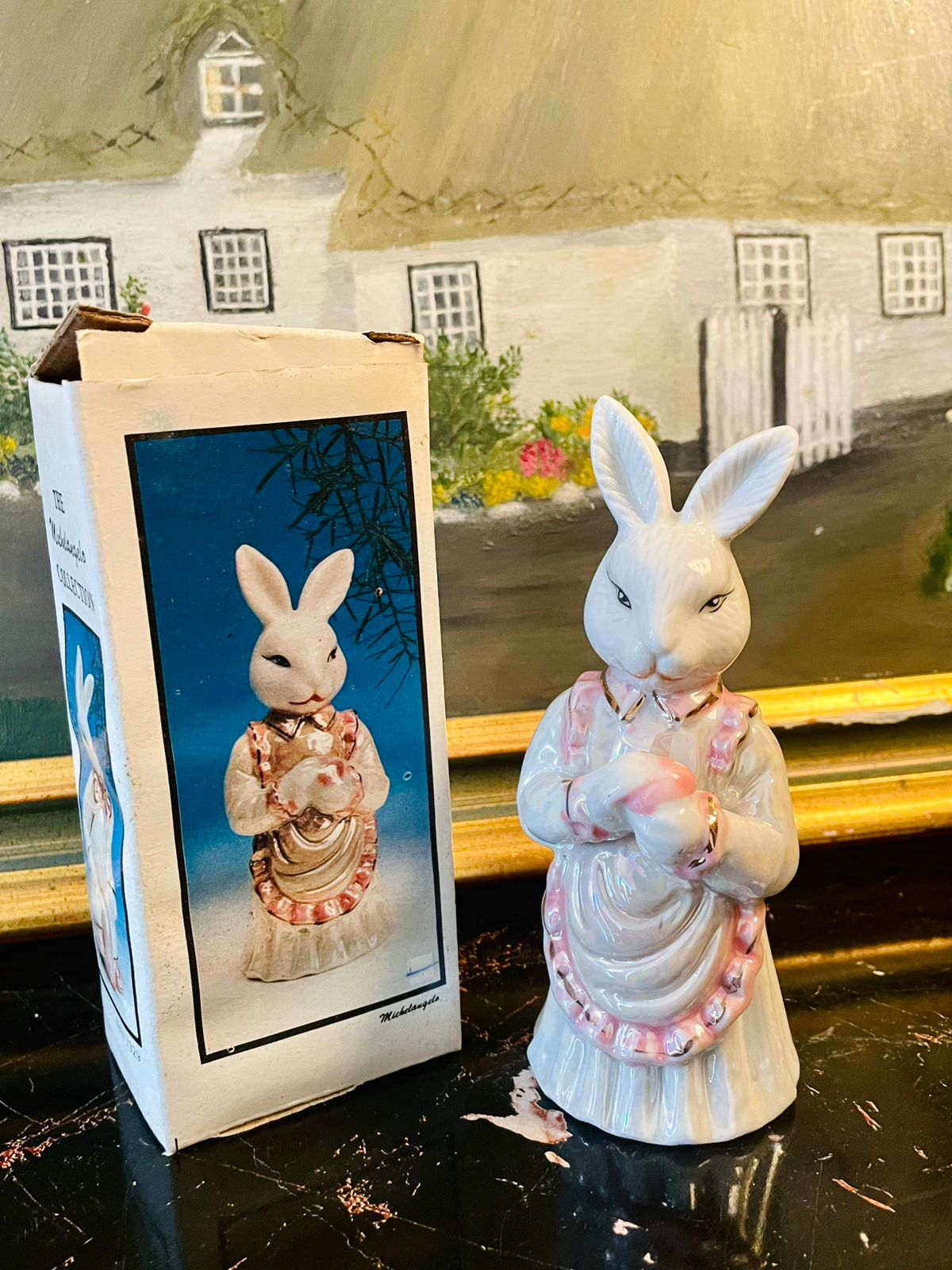 Vintage Michelangelo Bunny Figurine Collection – Ceramic Rabbit Ornaments (Set of Figurines)