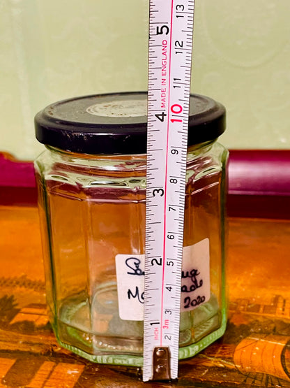 4" Hexagonal Crystal Storage Jar with Black Lid