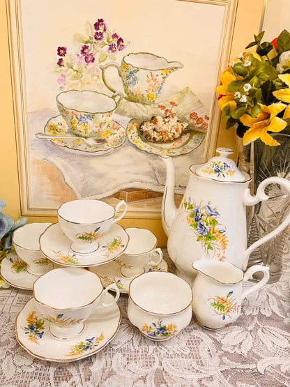 Vintage Floral Coffee Set 5 Persons Serving – England