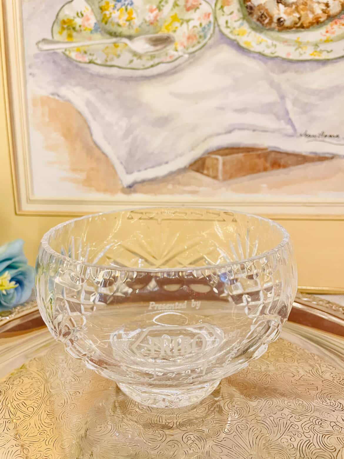 Vintage Cut Glass  Serving Bowls – Starburst Pair