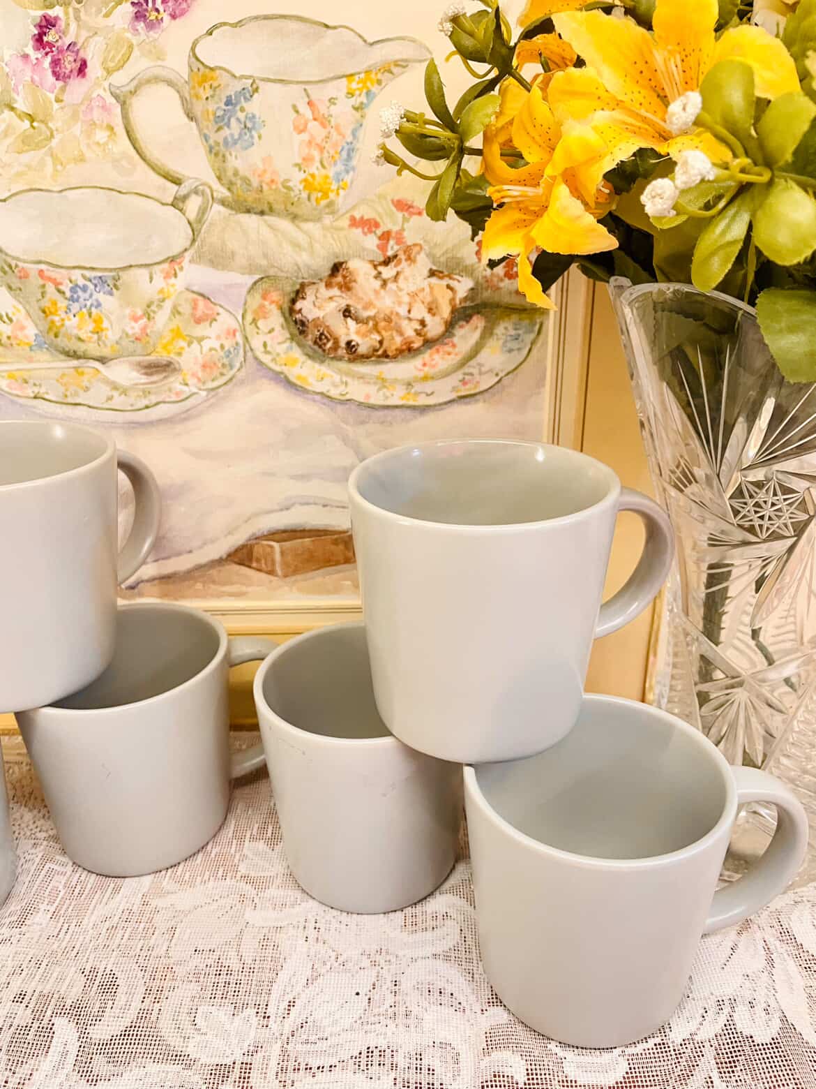 Minimalist Set of 6 Ceramic Mug Set – Modern Coffee Cups