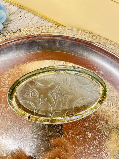 Vintage Amber Glass Oval Dish – Mid Century