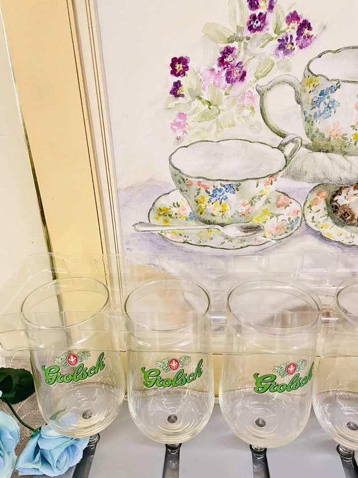 Vintage Grolsch Glass Rack Set – Cottage Bar Display x6
