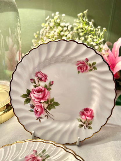 Johnson Brothers Pink Rose 4- Piece Ironstone Plate Set 6 in England