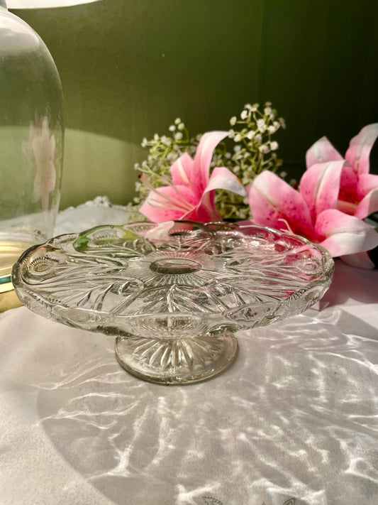 Floral Pressed Crystal 2 pounds cake stand