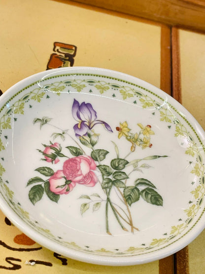 Vintage Floral Bone China Trinket Dish – Mini Jewellery Plate