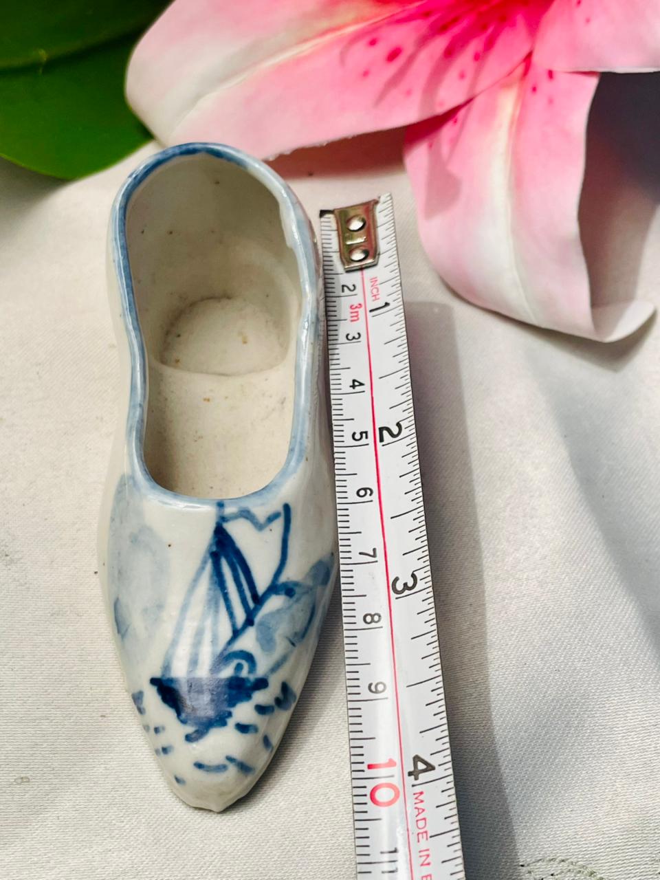 Blue pottery Blue & White Shoe Miniature Decor 4 in