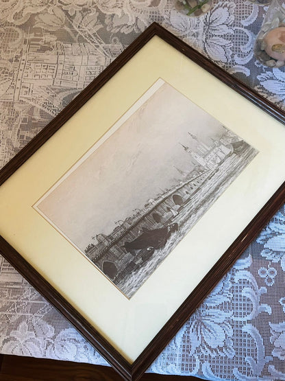 Set of 3 Vintage Historic Black & White Architecture Frames – Wall Art