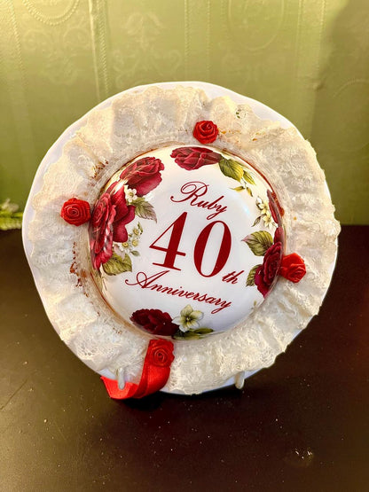 40th Anniversary Rose Decorative Plate 7 Inch