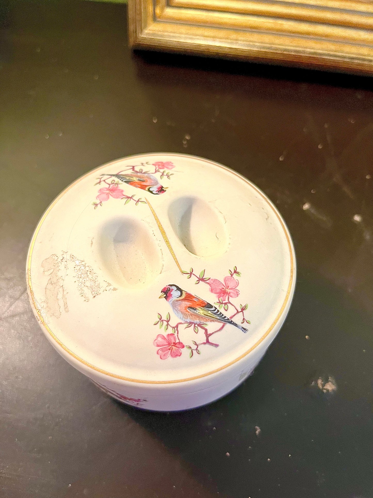 Vintage Bird & Blossom Ceramic Lidded Trinket Box – Vanity Jar