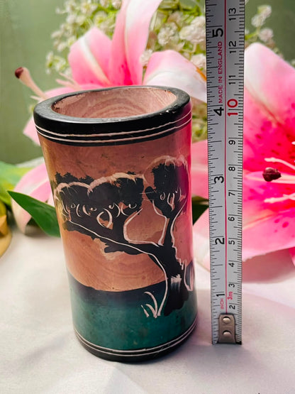 Elephant Motif Decorative Vase Approx. 9 cm