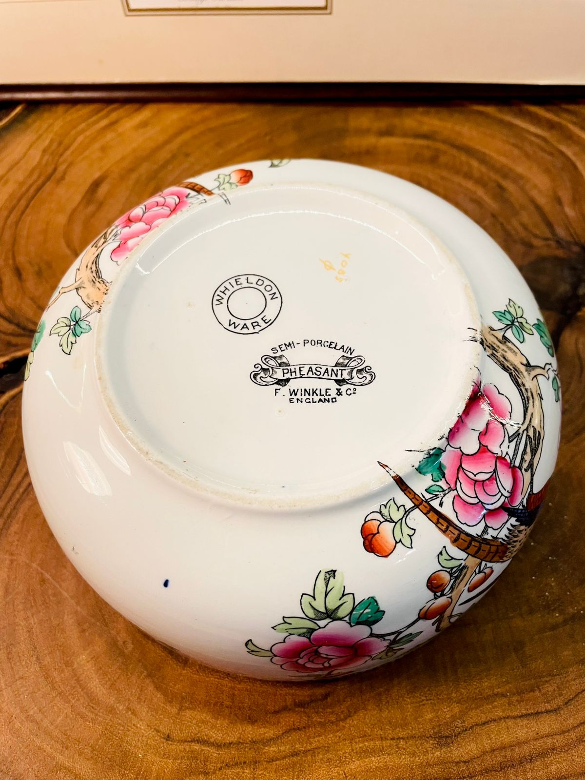 Vintage F. Winkle Pheasant Large Bowl | English Semi Porcelain