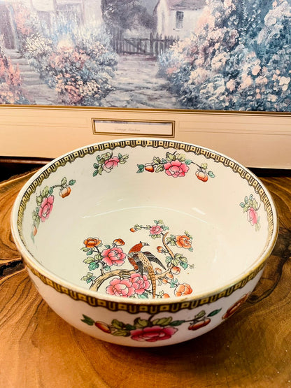 Vintage F. Winkle Pheasant Large Bowl | English Semi Porcelain