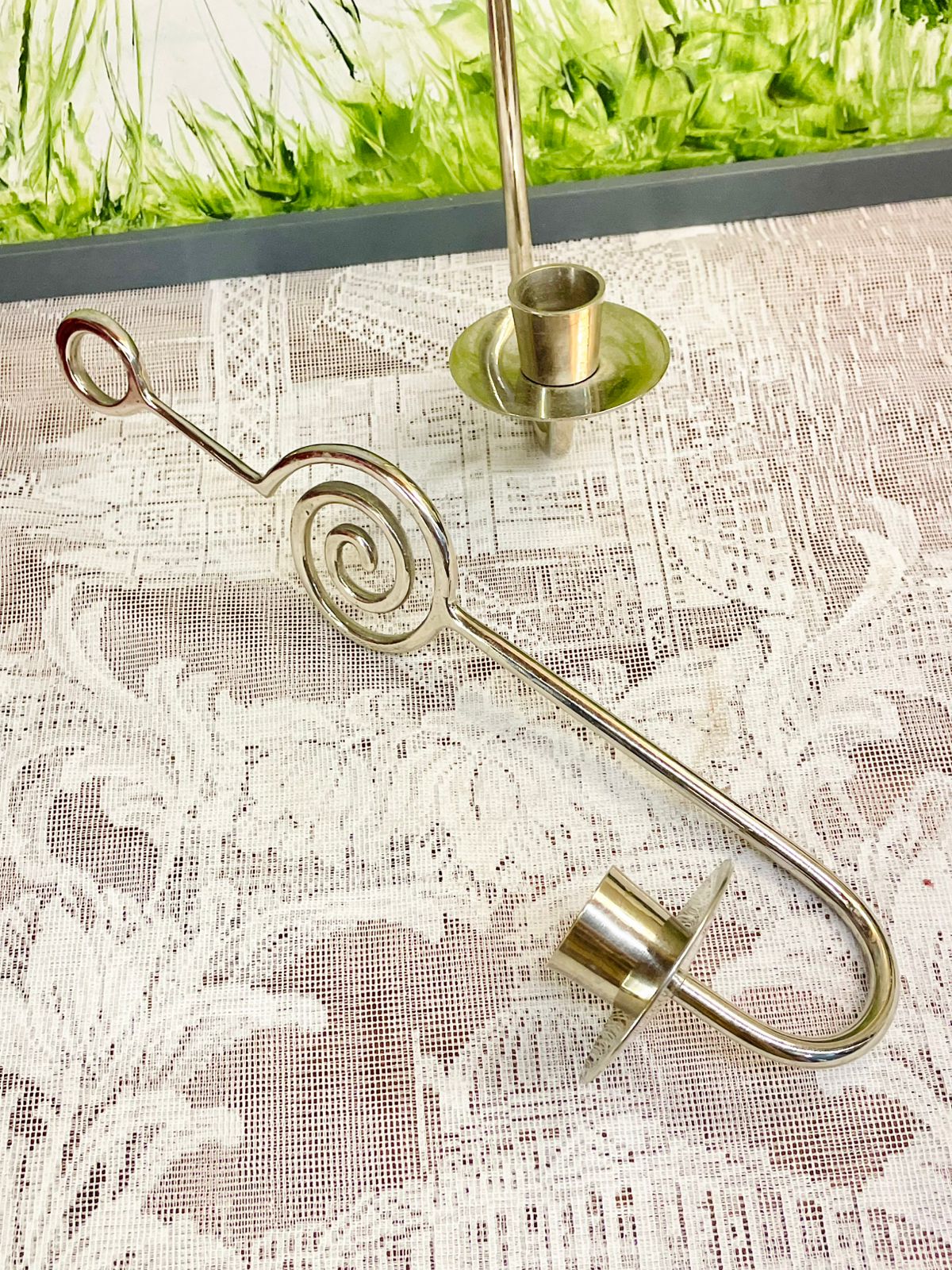 Vintage Brass Swirl Taper Candle Holders Pair