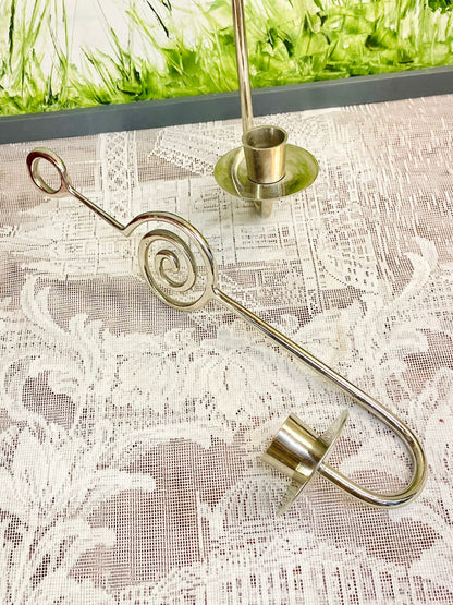 Vintage Brass Swirl Taper Candle Holders Pair