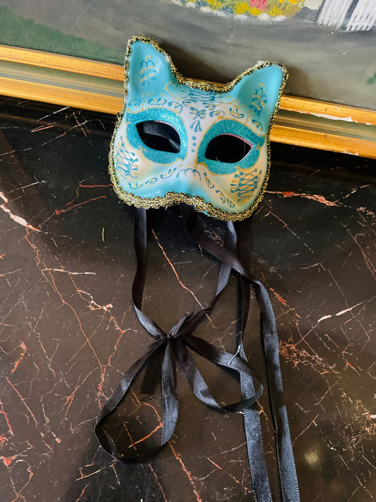 venetian mask, cat mask, masquerade mask, fancy dress accessory, costume party mask, glitter mask, wall décor, cosplay mask, carnival mask, decorative mask, england décor, blue mask, feline mask, home decoration, theatre props