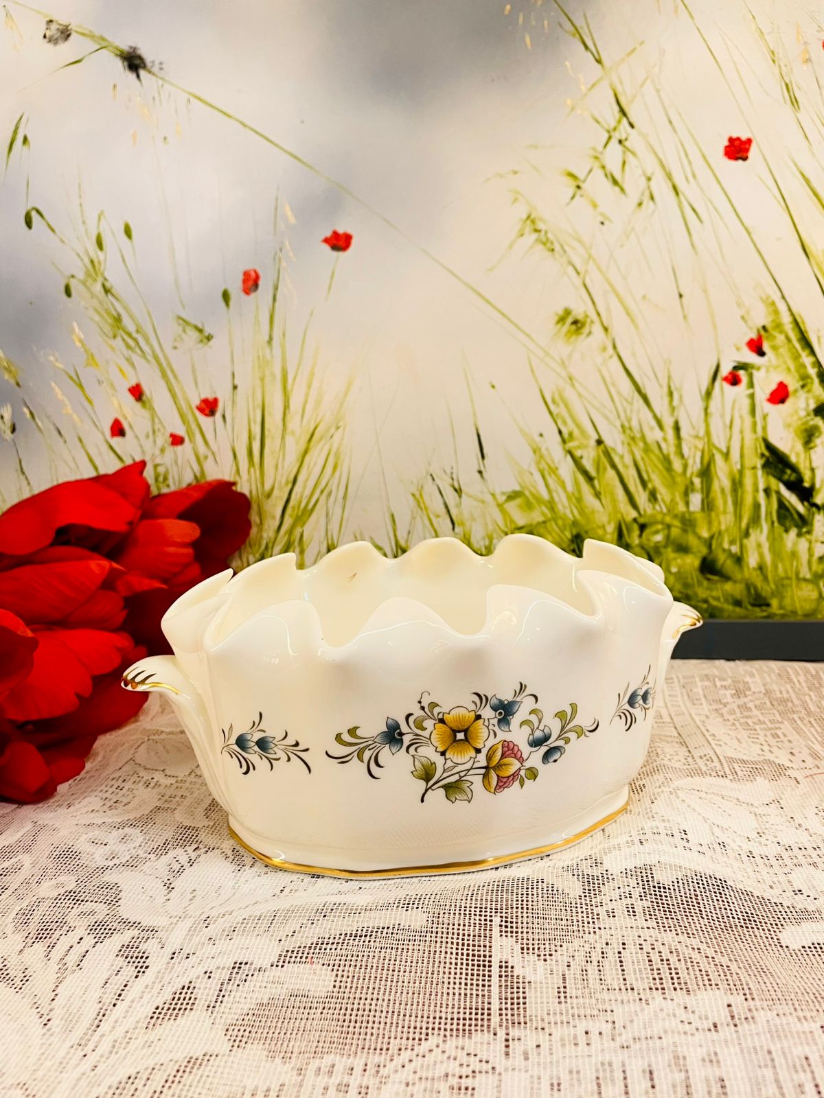 Rare find Minton Haddon Hall Bone China Floral Bowl