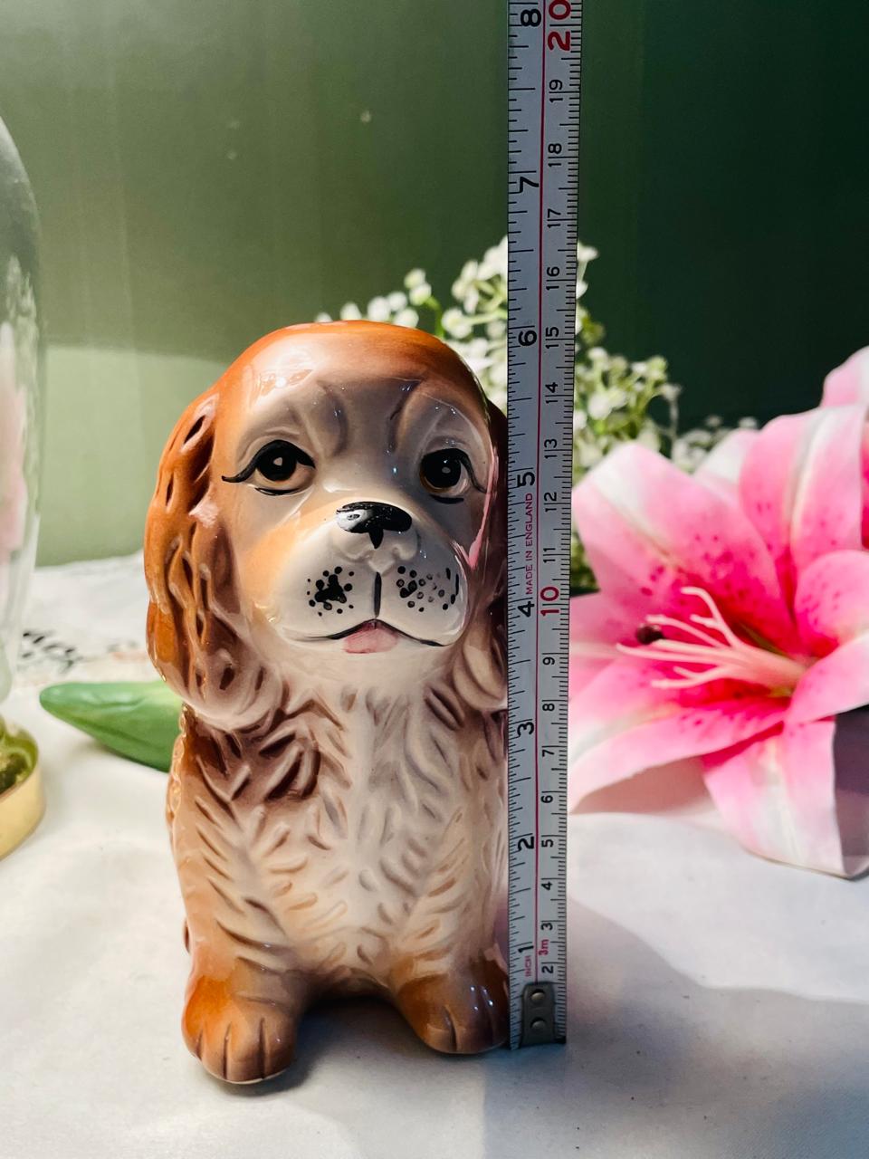Vintage Ceramic Cocker Spaniel Planter 15 cm Brown & Cream