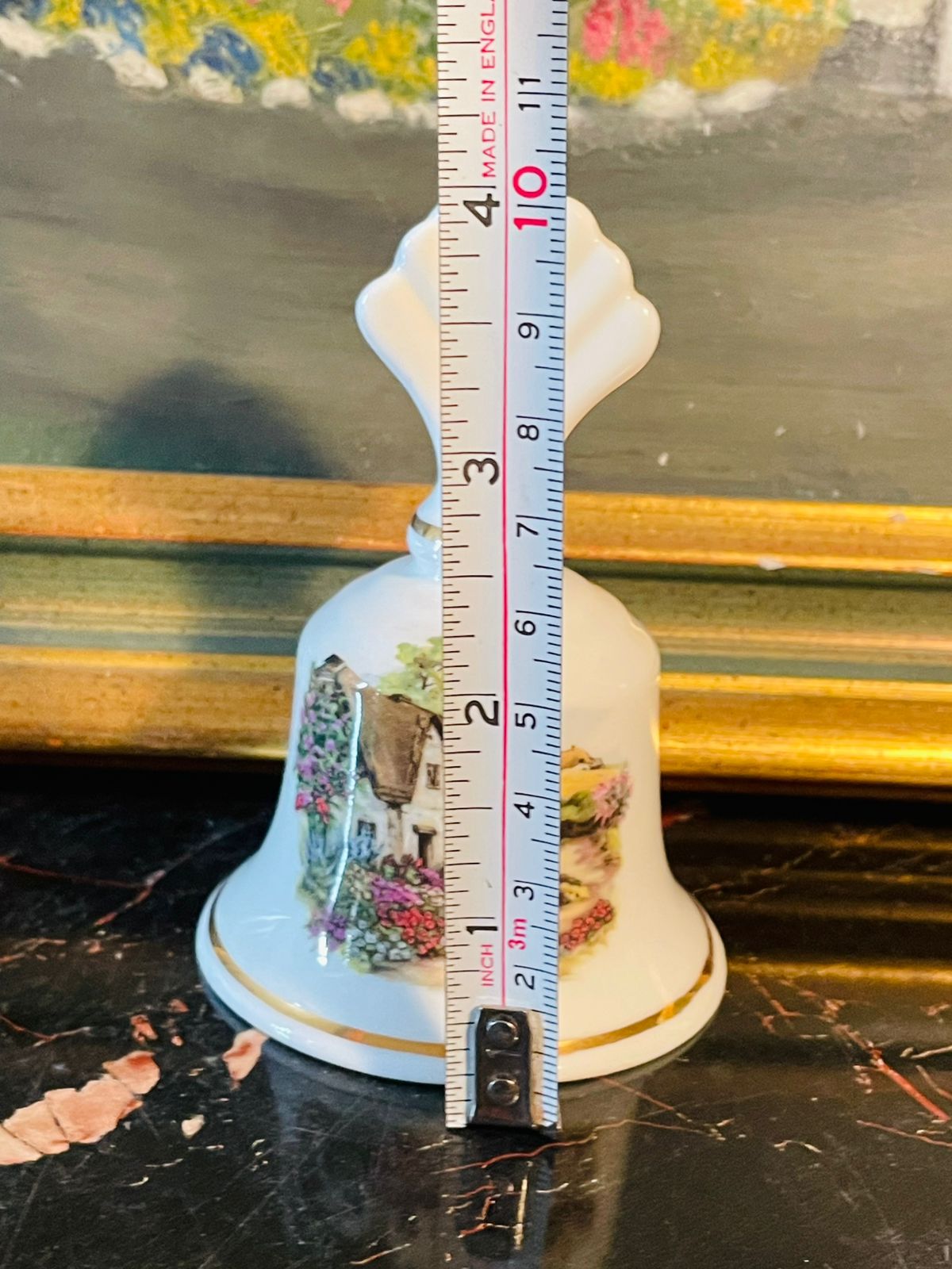 Fenton China “English Cottage Garden” Ceramic Bell – Made in England – 5 Inches Tall