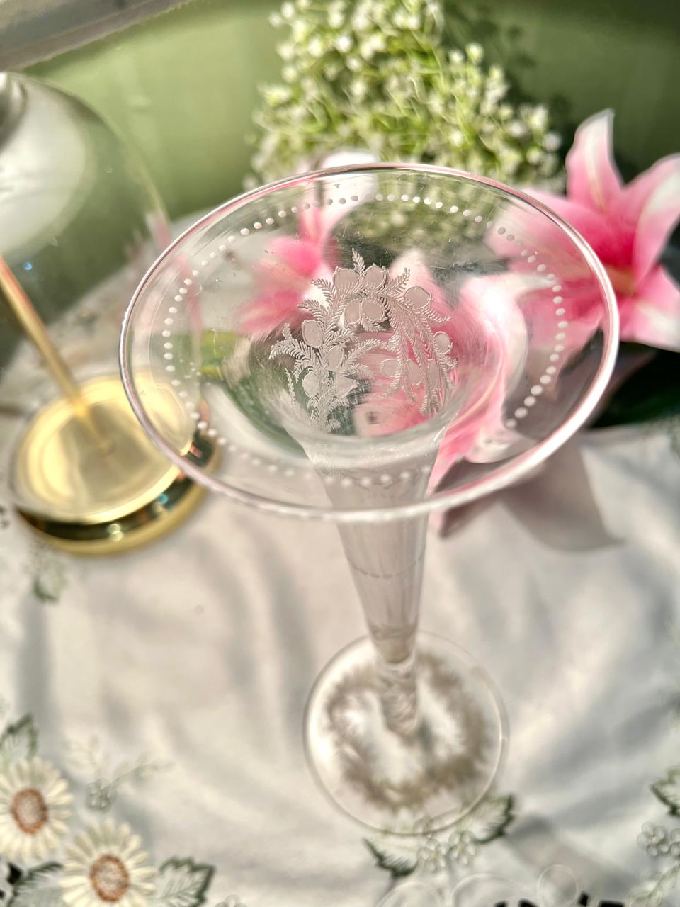 Etched Crystal Trumpet Vase 27 cm