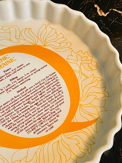 Vintage Quiche Lorraine Recipe Pie Dish – Ceramic Fluted Baking Plate