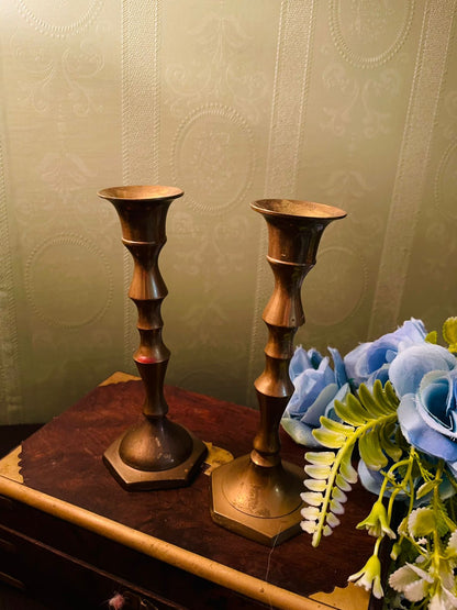 Vintage Brass Candlestick Holder Pair 6 Inch