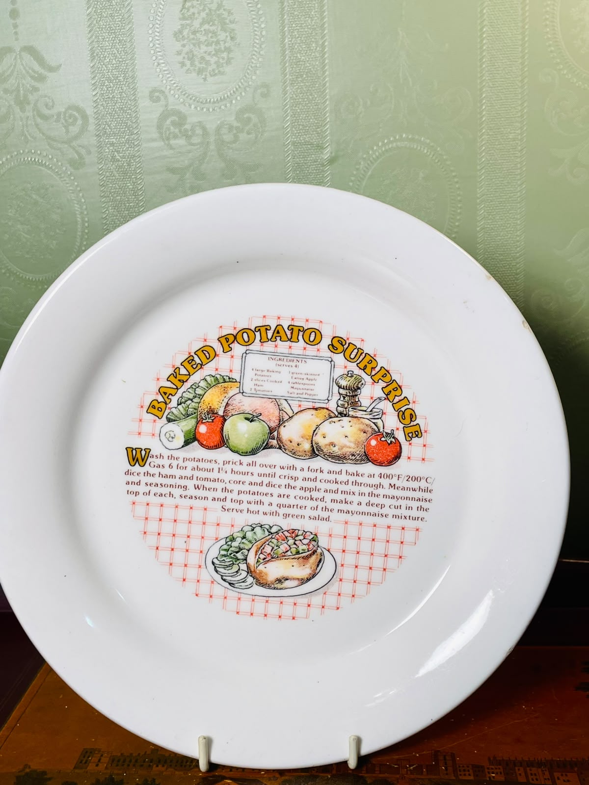 Vintage Baked Potato Recipe Serving Plate Oven Safe– 25cm