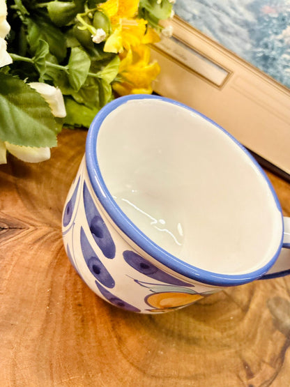 Vintage Hand-Painted Blue Olive Mug