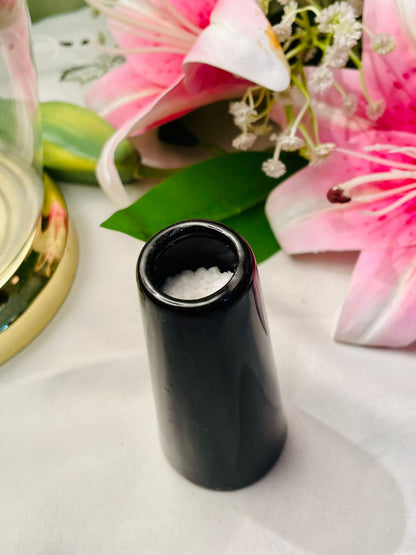 Vintage Black Crystal Bud Vase 11 cm