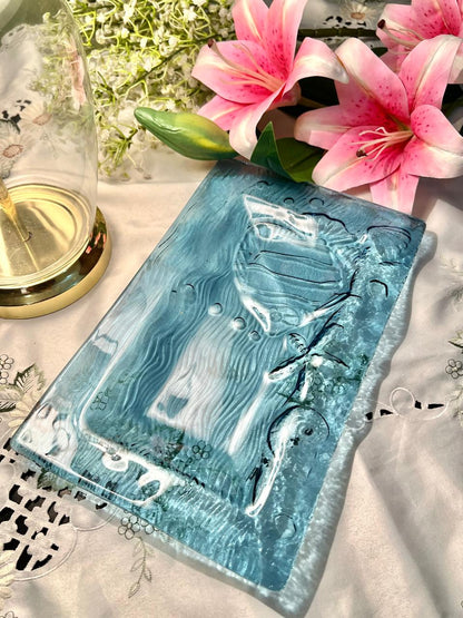 Blue Crystal Fish Design Large Serving Platter – 12 Inch