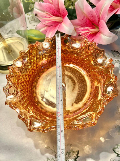 Amber Crystal Decorative Serving Bowl – 9 Inch