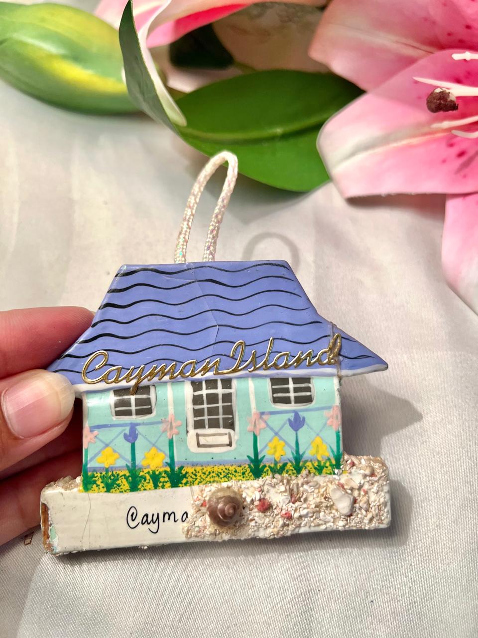 Cayman Islands Handmade Cottage Hanging Ornament 4"