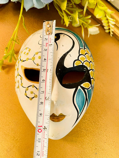 Venetian Style Peacock Wall Mask White Gold Decor