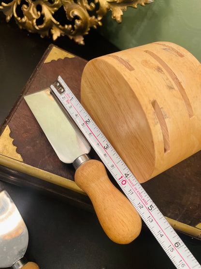 Wooden Cheese Knife Block Set With Four Knives