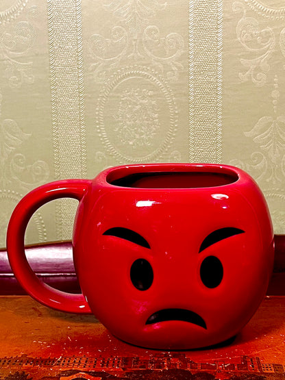 Red Sad Face Emoji Ceramic Mug 10cm Novelty Cup