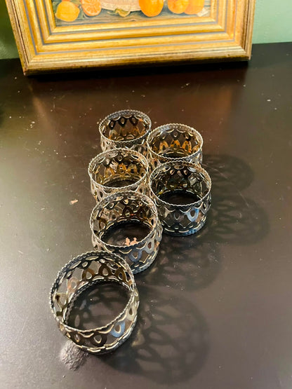 Vintage Silver-Plated Napkin Rings Set of 6 – 2 Inch