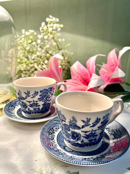 Churchill England Blue Scenic Cup & Saucer Set 4 Piece