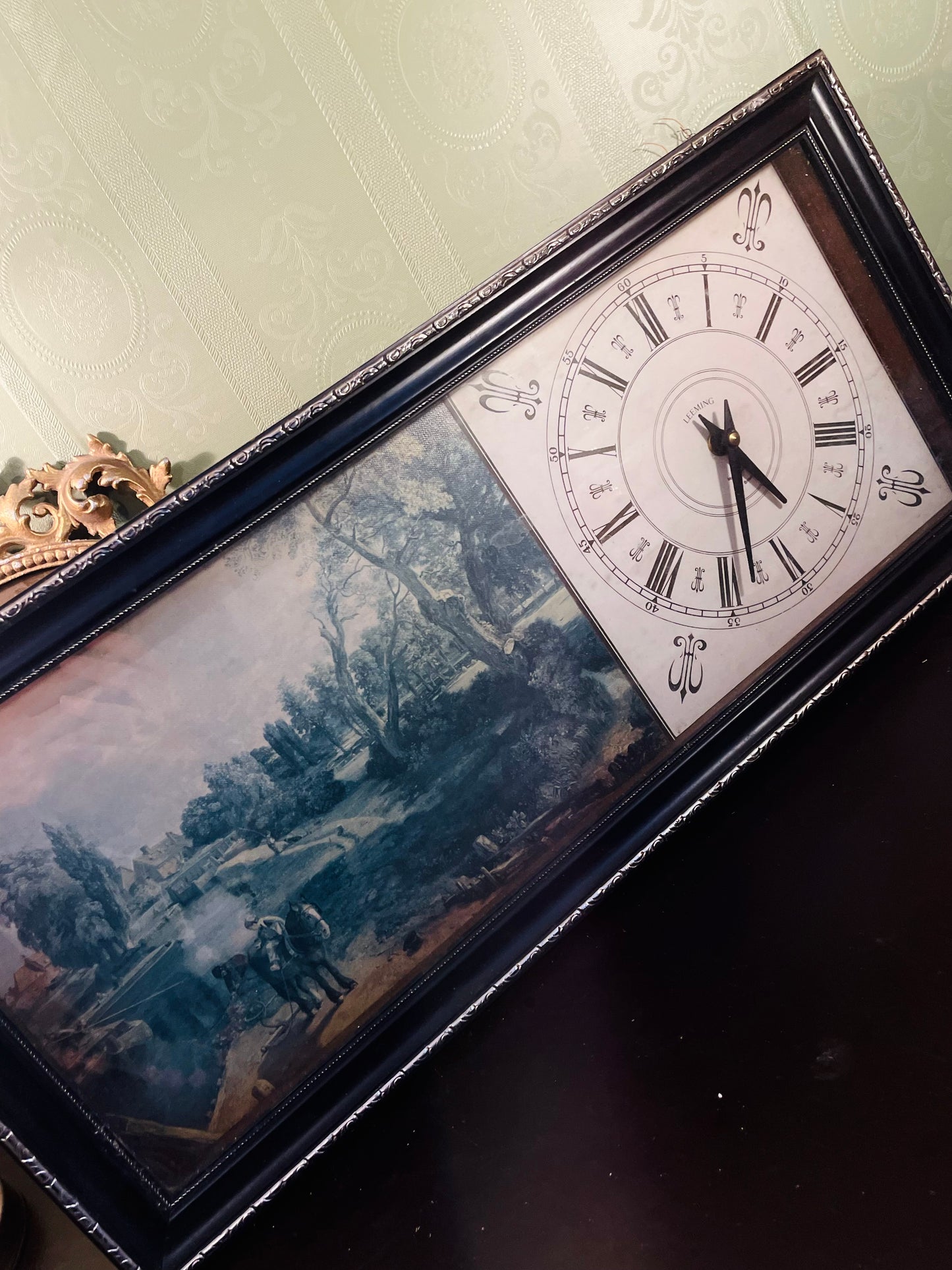 RARE FIND Lefming Picture Wall Clock 24 Inch Landscape Frame
