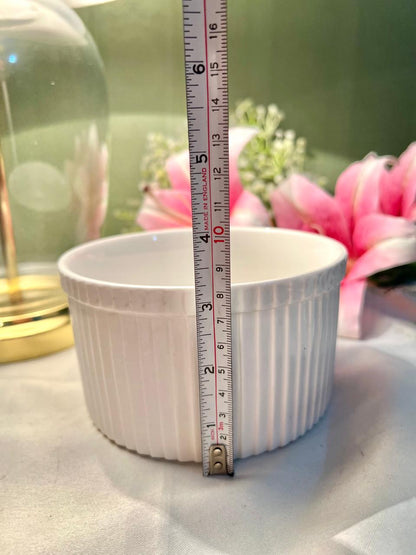 White Ribbed Ceramic Oven-Safe Ramekin – 5.5 Inch