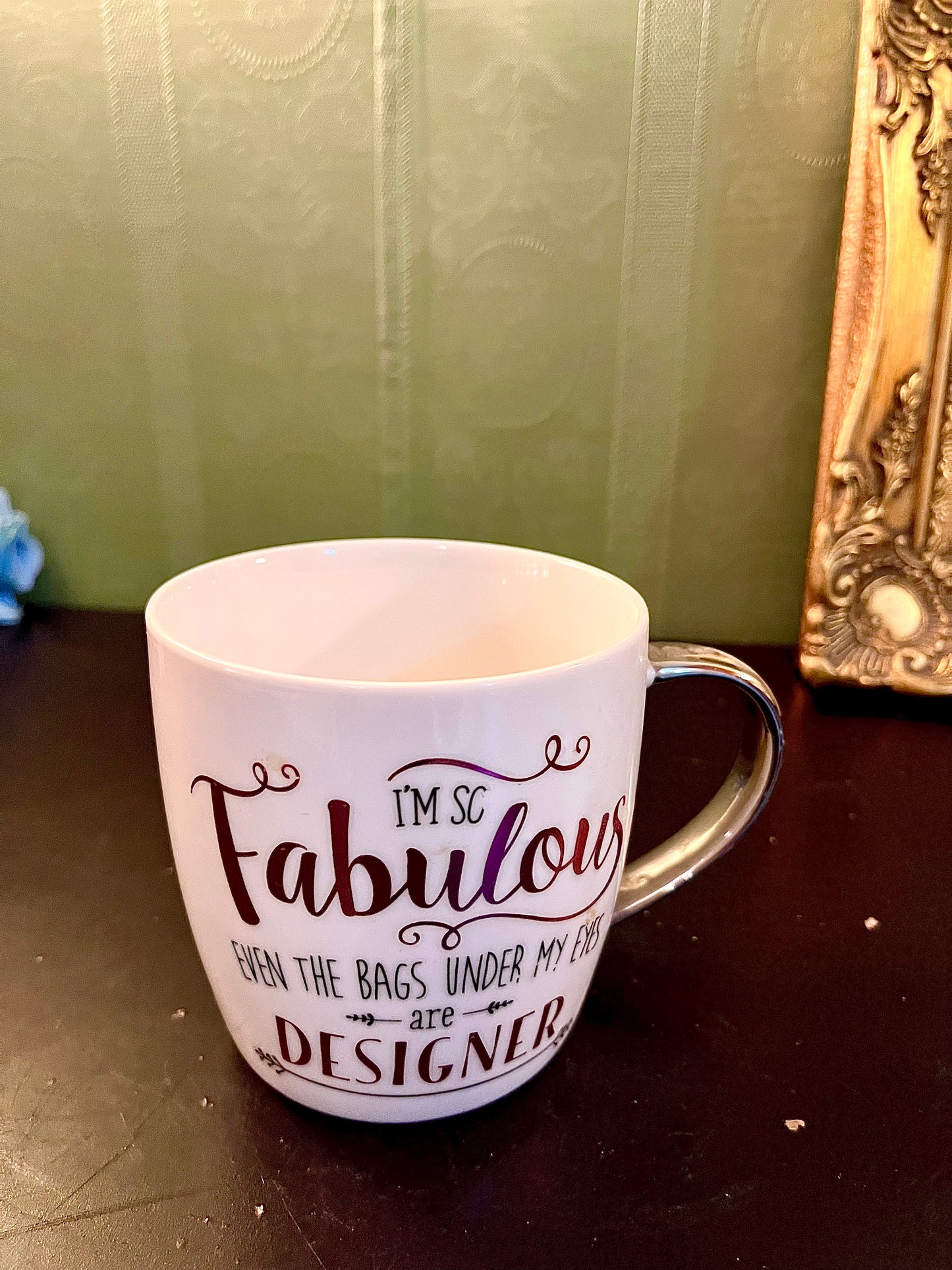 I’m So Fabulous Funny Quote Coffee Mug | White Ceramic Mug with Silver Handle