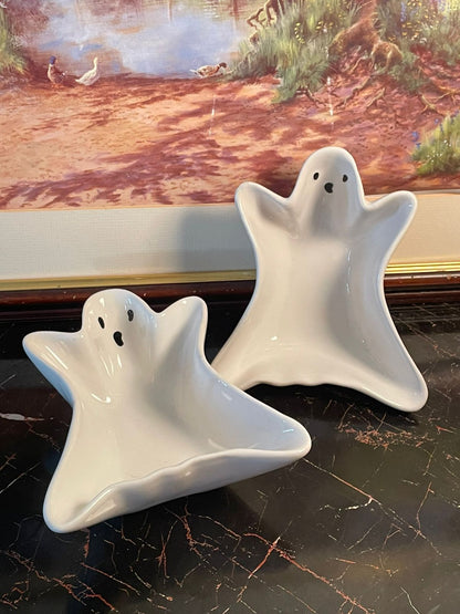 Set of 2 Haunted House Ghost Bowls – White Ceramic