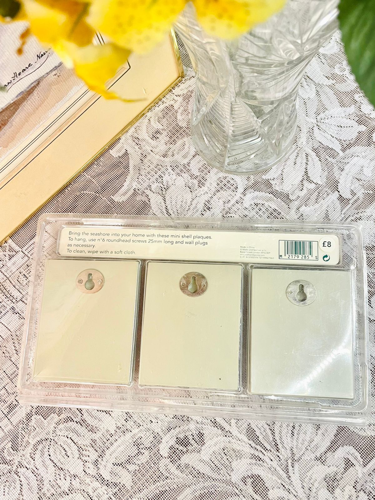 M&S Hand Painted Mini Shell Wall Plaques Set